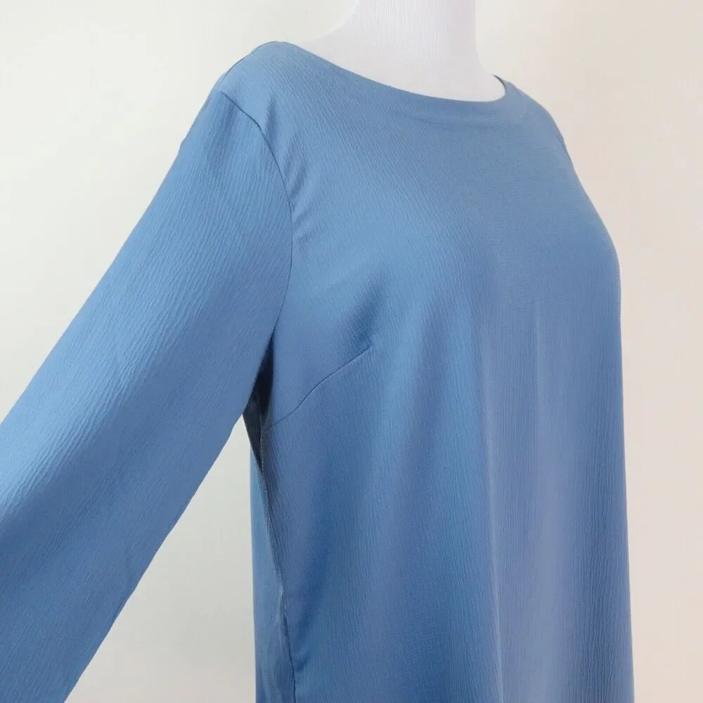 J Jill Size L Wearever Easy Care Boat Neck Tunic Top Moonlit Sky Blue - Picture 6 of 9